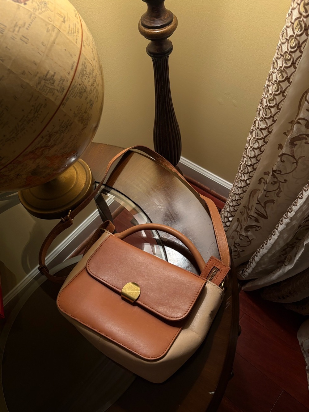Madewell Classic Two-Tone Leather Crossbody Bag in Brown and Cream